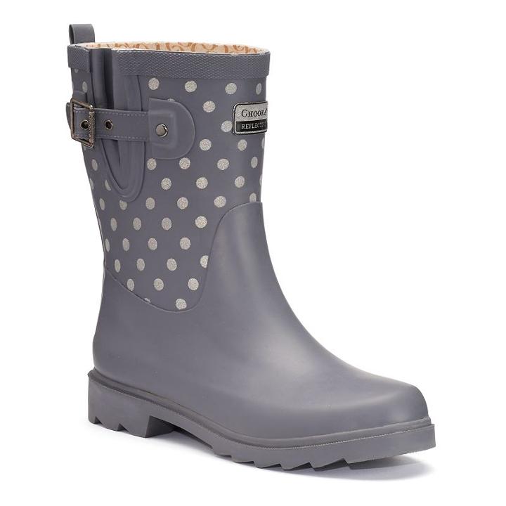 Chooka Flash Dot Women's Reflective Waterproof Rain Boots, Size: 7, Grey (charcoal)
