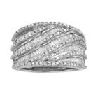 Sterling Silver 1-ct. T.w. Diamond Wave Multirow Ring, Women's, Size: 7, White