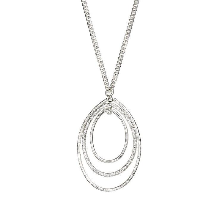 Napier Silver Tone Textured Oval Pendant, Women's, Grey