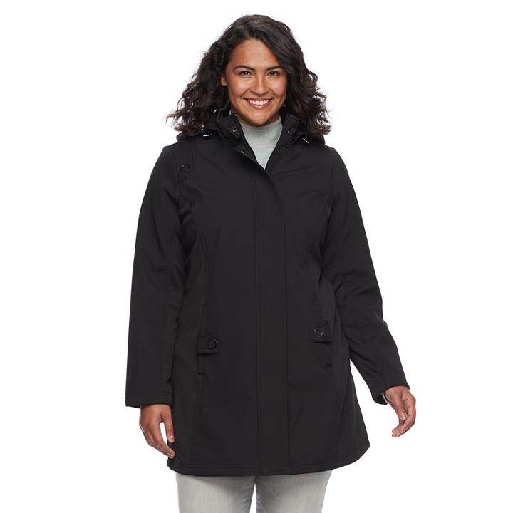 Plus Size Weathercast Hooded Soft Shell Jacket, Women's, Size: 2xl, Black