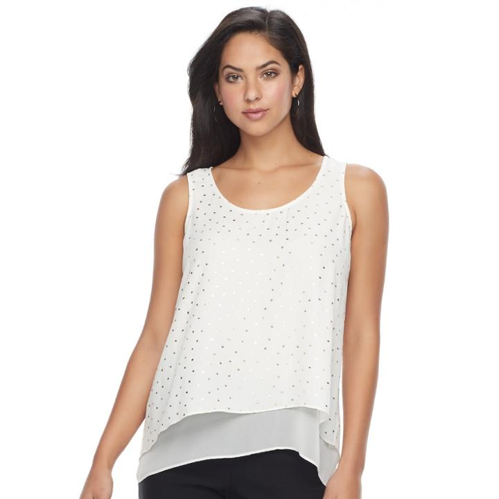 Women's Apt. 9&reg; Layered Chiffon Tank, Size: Small, White