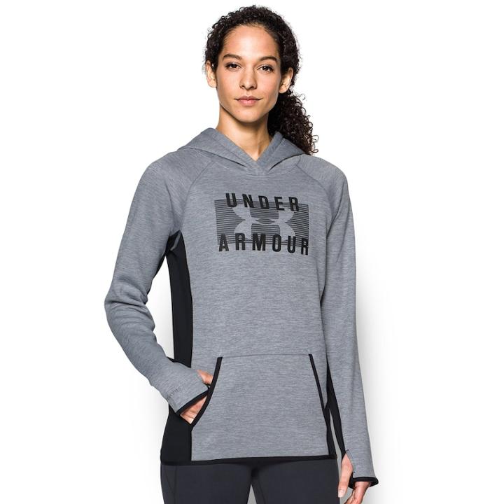 Women's Under Armour Fleece Twist Big Logo Graphic Hoodie, Size: Medium, Med Grey