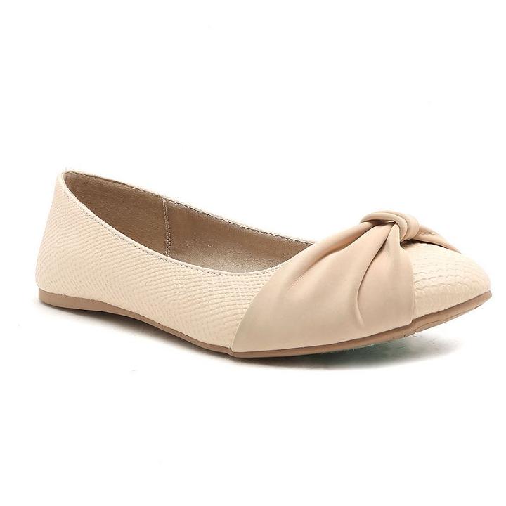 Qupid Swift Women's Bow Ballet Flats, Girl's, Size: 6, Lt Beige