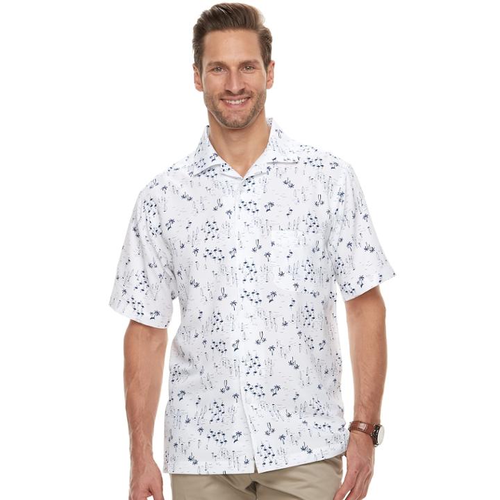 Men's Haggar Classic-fit Textured Microfiber Easy-care Button-down Shirt, Size: Medium, White