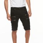 Men's Xray Slim-fit Moto Stretch Denim Zippered Shorts, Size: 36, Black