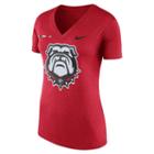 Women's Nike Georgia Bulldogs Striped Bar Tee, Size: Medium, Red