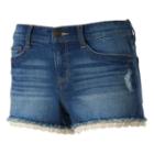 Juniors' Mudd&reg; Flx Stretch Crochet Hem Shortie Shorts, Girl's, Size: 0, Blue Other