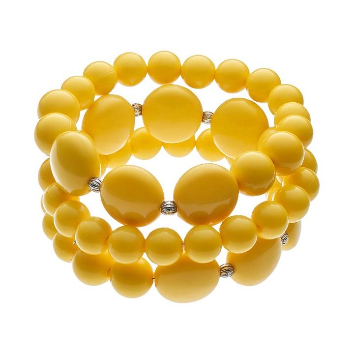 Yellow Beaded Stretch Bracelet Set, Women's