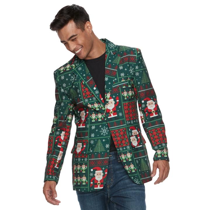 Men's Christmas Blazer, Size: Large, Dark Green