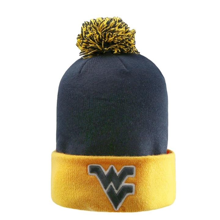 Adult Top Of The World West Virginia Mountaineers Pom Knit Hat, Men's, Blue (navy)