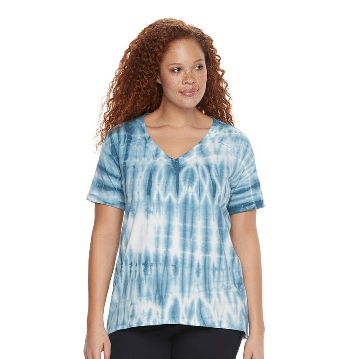 Plus Size Rock & Republic&reg; High-low V-neck Tee, Women's, Size: 0x, Dark Blue
