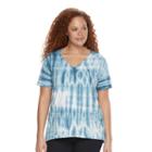 Plus Size Rock & Republic&reg; High-low V-neck Tee, Women's, Size: 0x, Dark Blue