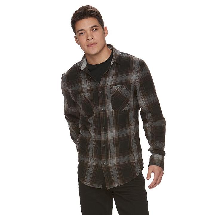 Men's Urban Pipeline&reg; Plaid Flannel Shirt, Size: Xl, Brown