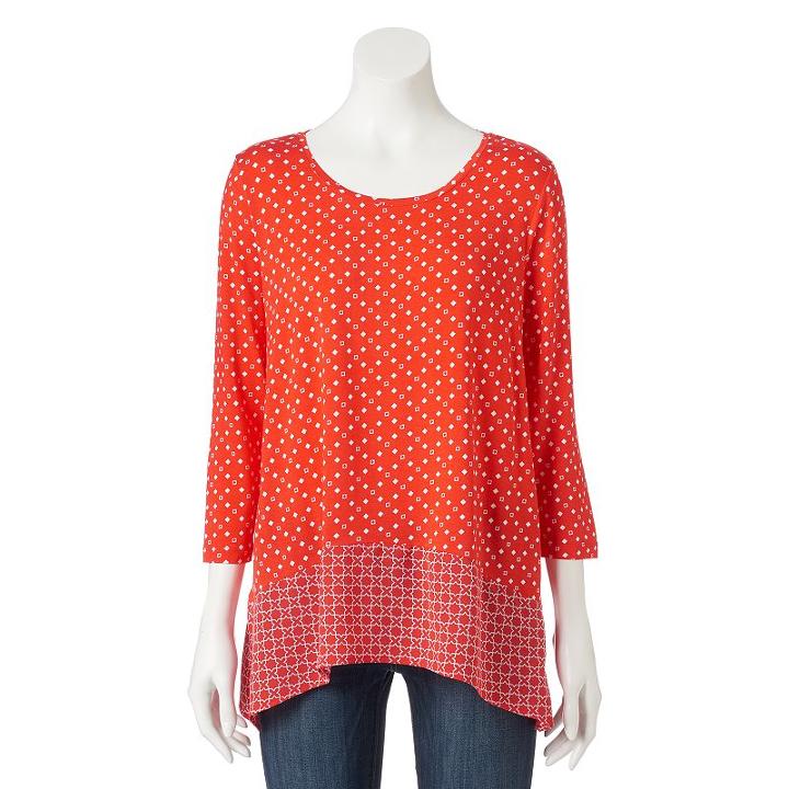 Women's Croft & Barrow&reg; Handkerchief-hem Top, Size: Xs, Brt Red