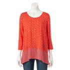 Women's Croft & Barrow&reg; Handkerchief-hem Top, Size: Xs, Brt Red