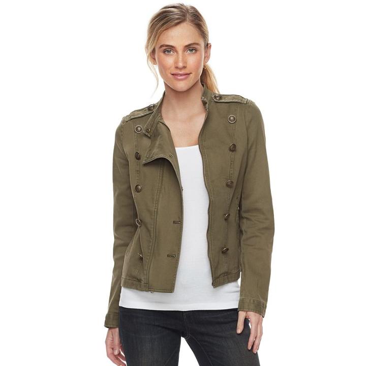 Women's Sonoma Goods For Life&trade; Military Jacket, Size: Xl, Green