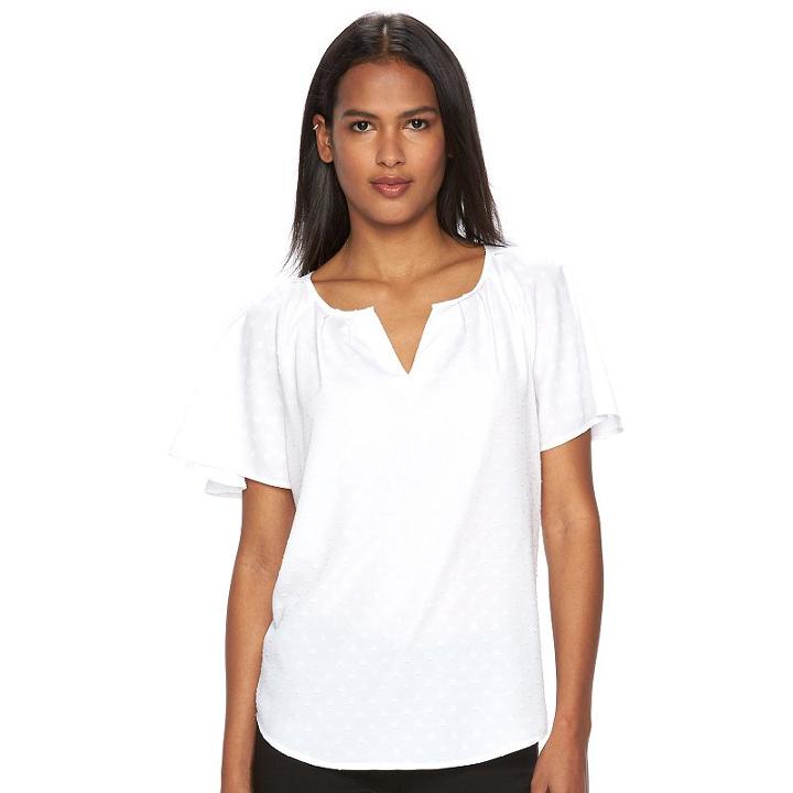 Women's Apt. 9&reg; Textured Flutter Top, Size: Xl, White