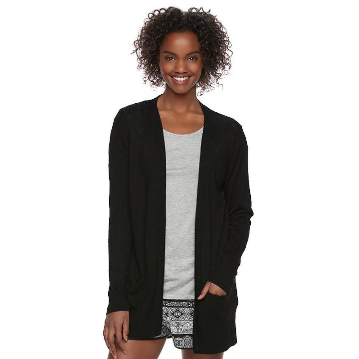 Juniors' Pink Republic Open-front Cardigan, Teens, Size: Small, Black