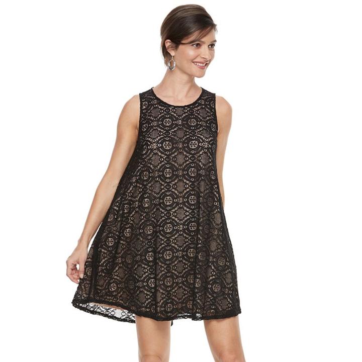 Women's Zac And Rachel Sleeveless Lace Swing Dress, Size: Large, Ovrfl Oth