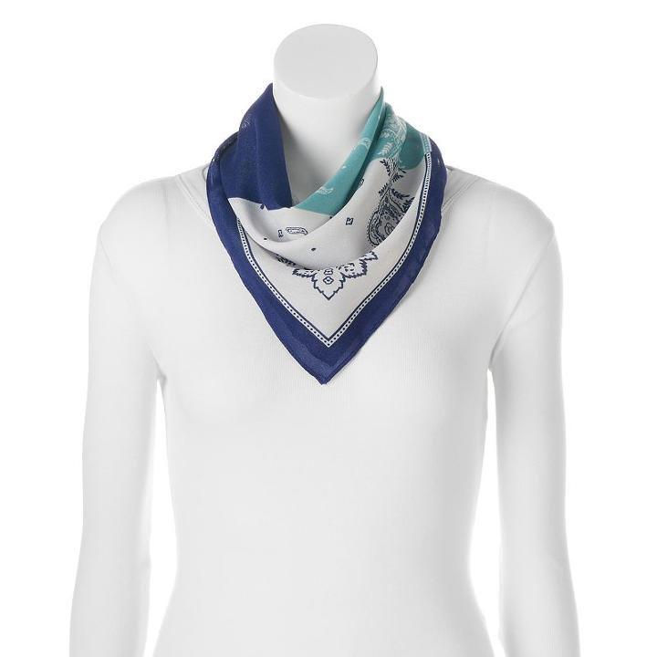 Sonoma Goods For Life™ Colorblock Paisley Square Scarf, Women's, Blue Other