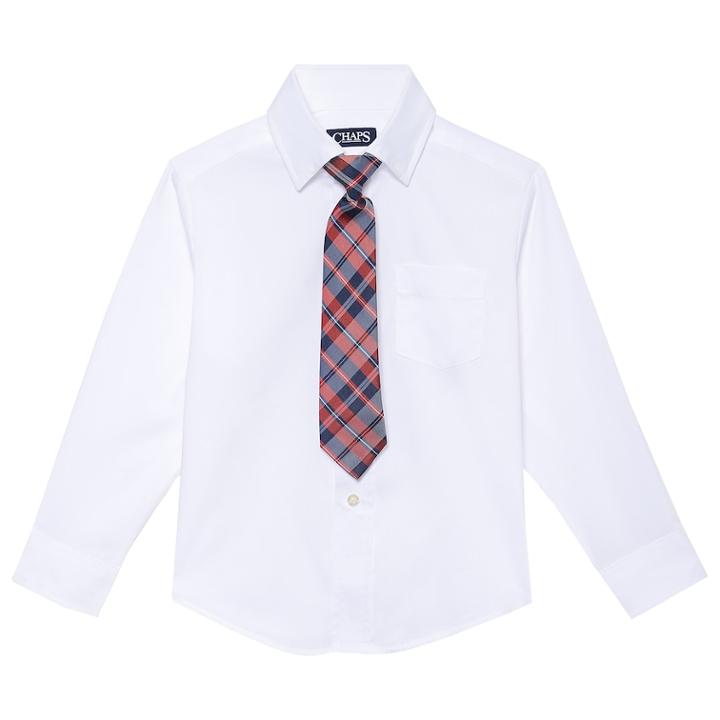 Boys 4-18 Chaps Shirt & Tie Set, Size: 16, White