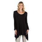 Women's Larry Levine Shark-bite Scoopneck Tee, Size: Medium, Black