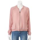 Juniors' About A Girl Solid Bomber Jacket, Size: Medium, Pink Other