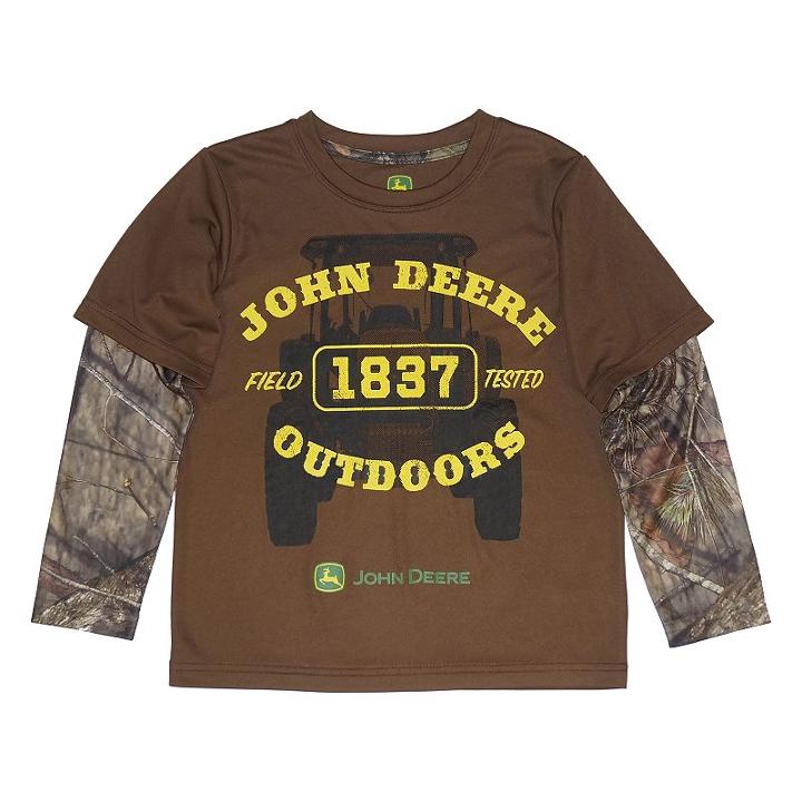 Boys 4-7 John Deere Camouflaged 1837 Outdoors Mock-layer Tee, Size: 4, Brown