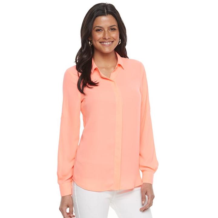 Women's Apt. 9&reg; Georgette Blouse, Size: Xs, Brt Orange