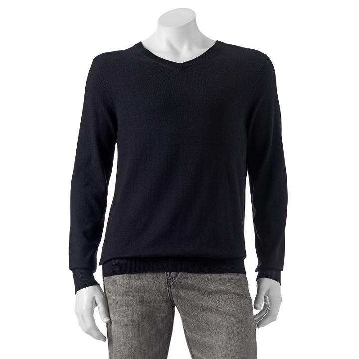 Big & Tall Croft & Barrow&reg; Classic-fit 12gg V-neck Sweater, Men's, Size: 4xb, Black