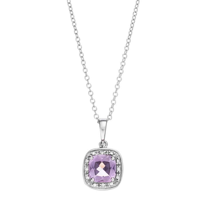 Radiant Gem Sterling Silver Amethyst Halo Pendant Necklace, Women's, Size: 18, Purple