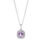 Radiant Gem Sterling Silver Amethyst Halo Pendant Necklace, Women's, Size: 18, Purple
