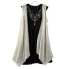 Girls 7-16 Knitworks Open Knit Vest & Embroidered Gauze Dress Set With Necklace, Size: 10, Black