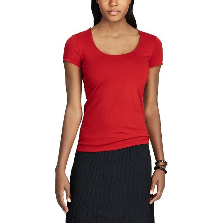 Women's Chaps Jersey Short Sleeve Tee, Size: Xl, Red Overfl