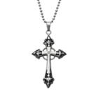 Diamond Accent Stainless Steel Cross Pendant Necklace - Men, Size: 24, White