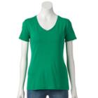 Women's Croft & Barrow&reg; Essential V-neck Tee, Size: Medium, Med Green