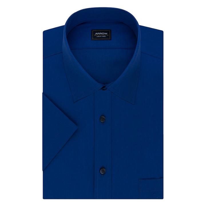 Big & Tall Arrow Regular-fit Spread-collar Short-sleeved Dress Shirt, Men's, Size: 16.5 Big, Blue Ombre