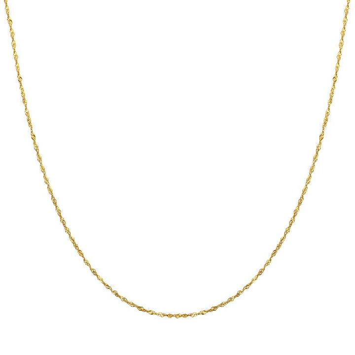 Everlasting Gold 14k Gold Singapore Chain Necklace - 18-in, Women's, Size: 18, Yellow