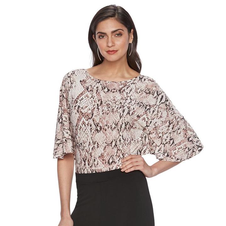 Women's Jennifer Lopez Luxe Essentials Print Bodysuit, Size: Large, Light Pink
