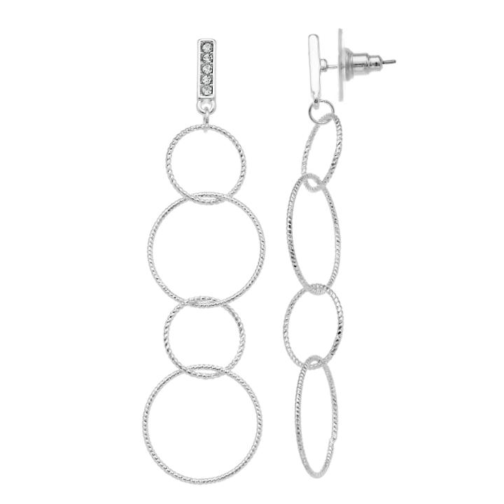Lc Lauren Conrad Interlocking Hoop Nickel Free Drop Earrings, Women's, Silver