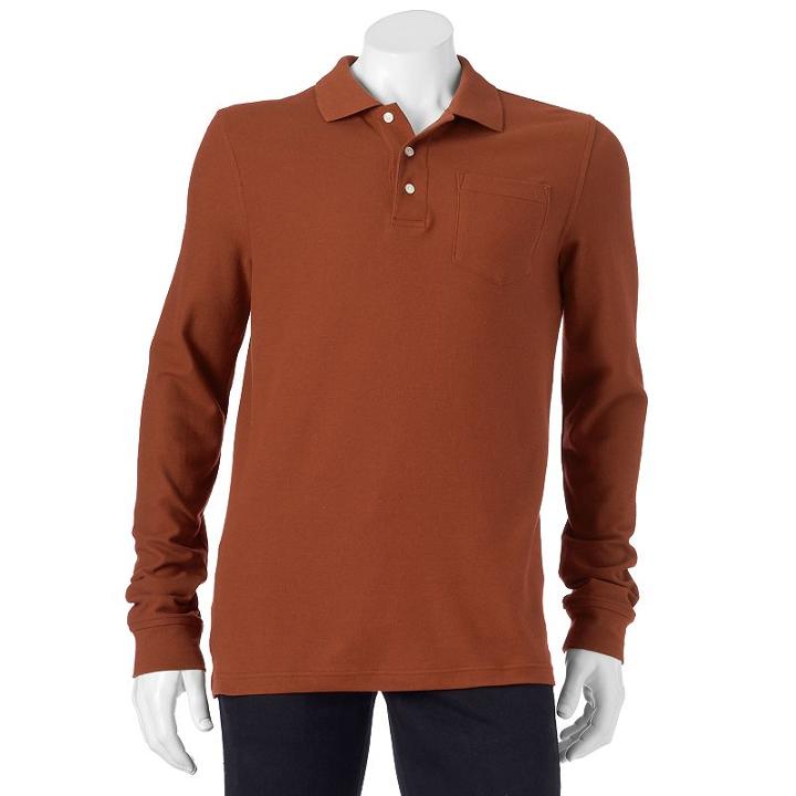 Men's Croft & Barrow&reg; Easy-care Pique Pocket Polo, Size: Small, Dark Red