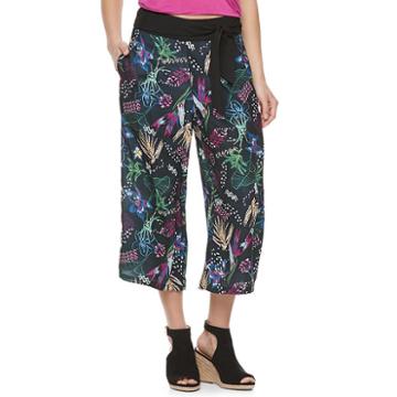 Juniors' Jolie Vie Floral Wide-leg Crop Pants, Girl's, Size: Xl, Ovrfl Oth