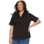 Plus Size Croft & Barrow&reg; 2-pocket Henley Polo, Women's, Size: 3xl, Black