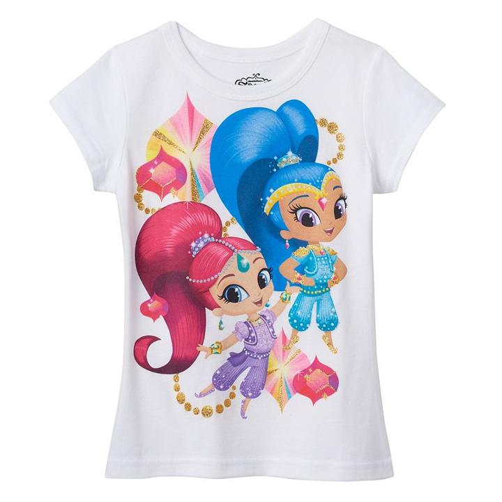 Girls 4-6x Shimmer & Shine Glitter Tee, Girl's, Size: 6, White