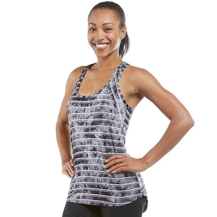 Women's Balance Collection Avery Tie-dyed Racerback Tank Top, Size: Large, Light Grey