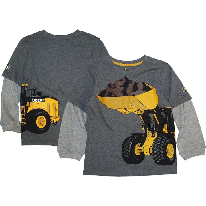 Boys 4-7 John Deere Mock Layer Front & Back Graphic Tee, Size: 6, Med Grey