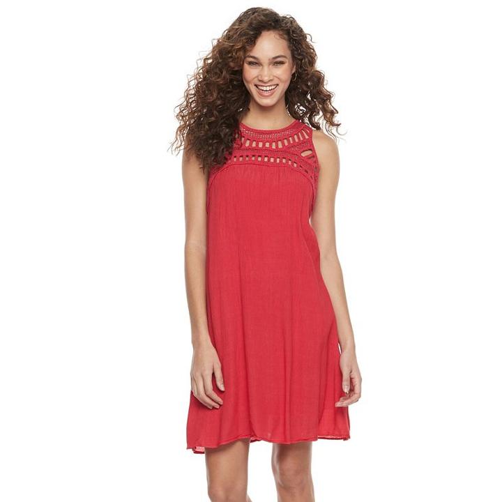 Women's Nina Leonard Solid Gauze Tank Dress, Size: Medium, Brt Pink
