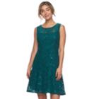 Women's Ronni Nicole Sequin Lace Fit & Flare Dress, Size: 16, Med Green