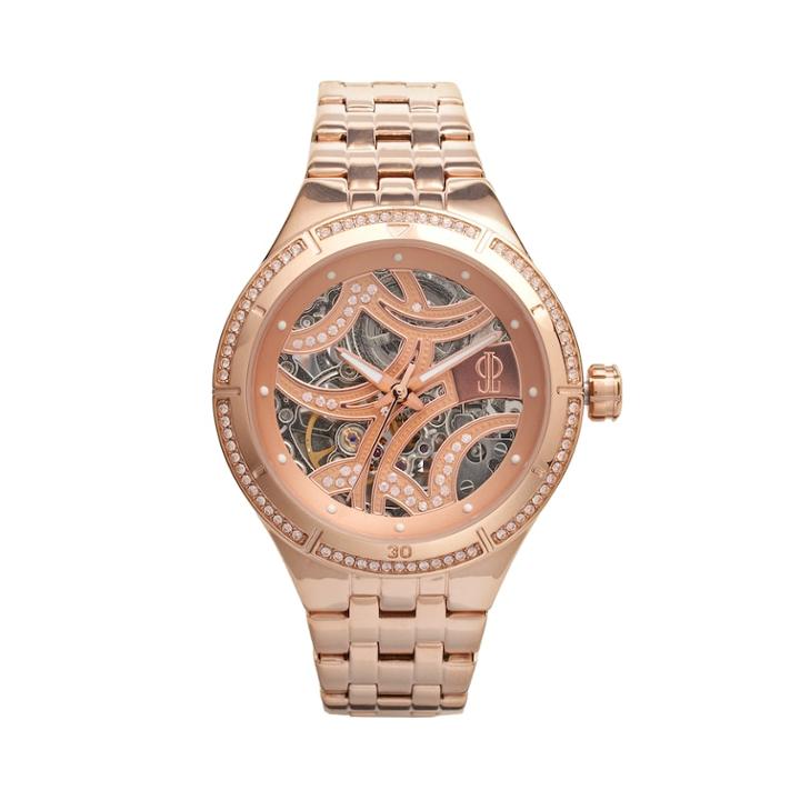 Jennifer Lopez Women's Crystal Stainless Steel Automatic Skeleton Watch, Size: Medium, Multicolor