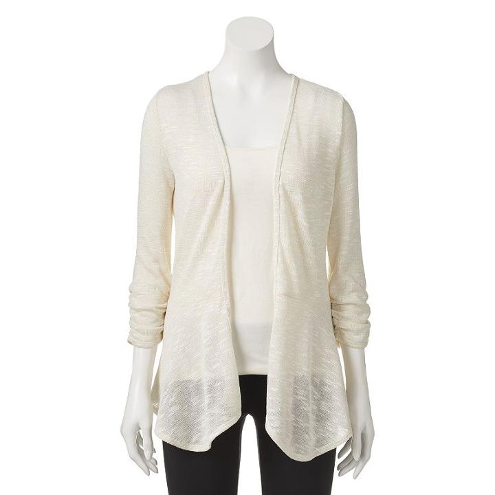 Juniors' Candie's&reg; Ruched Peplum Cardigan, Girl's, Size: Xs, White Oth